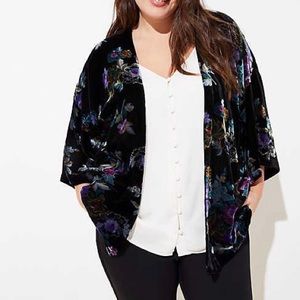 NWT Loft Garden Floral Velvet Open Front Kimono size 16/18